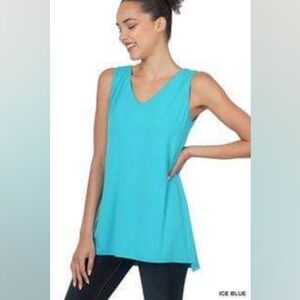 NEW WITH TAGS Zenana Blue Ice V-neck Tank